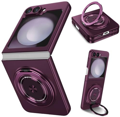 ZHOZEXIN Per Samsung Galaxy Z Flip 6, girevole, protezione magnetica antiurto, custodia sottile, compatibile con Samsung Galaxy Z Flip 6 (viola)
