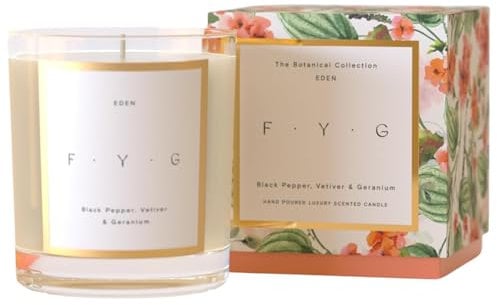 Eden Candle by F.Y.G. | Hand Poured Scented Candle with Black Pepper Vetiver Geranium | Luxury Birthday Gift for Women | Natural Home Accessories | Relaxation Candle