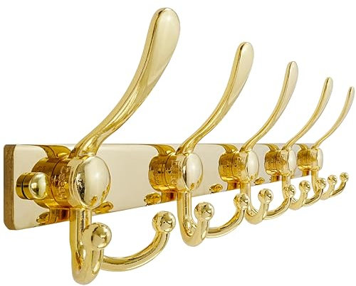 Dseap Coat Rack Wall Mount 2.0 Pro: Heavy Duty 300% Thicker, Stainless Steel Wall Coat Hooks Hanger for Clothes Jackets Hats Entryway Closet, MaxStrong Series, Gold