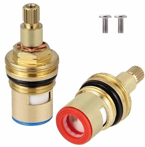 Treki 2PCS Tête a Disques Céramique 1/2 Universelles de Rechange pour Robinet en Laiton avec Vis Cartouches Tete de Robinet a Disques Vannes de Remplacement Laiton pour Cuisine Salle de Douche Vannes