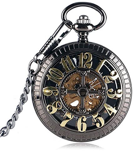 Pocket watch,SkeletonPocket watch,Fob For Men Women Hollow Cartoon Mouse Automatic Mechanical Self Winding