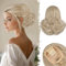 BARSDAR Kurzes Blond Pferdeschwanz mit Kordelzug, 25cm Wellige Pferdeschwanz Haarteil für Damen Synthetisch Clip in Zopf Ponytail Extensions Haarteile - Mittel Blond mit Highlights