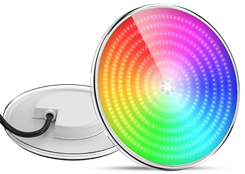 LyLmLe Projecteur Piscine LED PAR56 Remplie de Résine, 35W Ampoule Spot Piscine Encastrable RGB Multicolore Changement 12V AC LED Submersible, Angle de faisceau 140°, IP68 étanche, Interrupteur On/Off