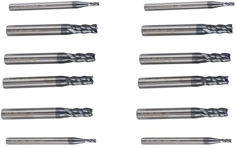 CENMEN 12 Piezas 1- mm 4 Flautas Hrc45 de Extremo de Carburo de Tungsteno Sólido Cnc Router Bits Herramientas Cnc Milling Cutter Bits para Corte de Metales