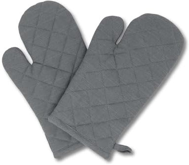 gws Hitzebeständige Ofenhandschuhe 1 Paar Anthrazit 18 x 28 cm 100 Prozent Baumwolle Oeko-TEX Standard 100 Polywatte Futter rutschfest waschbar