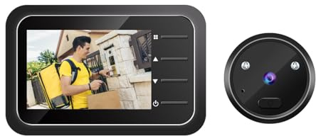 Rankomu Mirilla inteligente de 2,4 pulgadas con cámara y timbre, gran angular de 120°, visión nocturna por infrarrojos, imagen HD de 0,3 MP, grabación automática, 32 GB de memoria, para puertas de 35