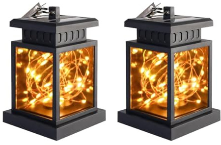 Lanterne FunéRaire RéSistante Aux IntempéRies, Lanterne Solaire Exterieur FunéRaire, Suspension éClairage De CimetièRe Lanterne Bougie, Avec Bougies Led, Pour éClairage FunéRaire Et Cadeaux (D)