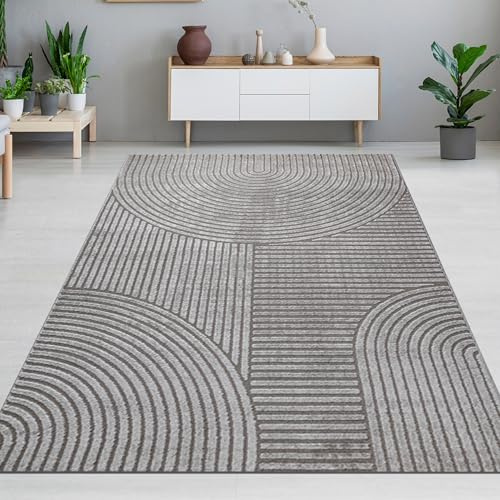 CARPETIA Moderner Hoch-Tief-Teppich Panglao-Muster Grau 200x290 cm | Weich, pflegeleicht, formstabil, strapazierfähig und allergikergeeignet, für Wohnzimmer, Schlafzimmer & Essbereich