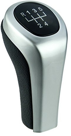 L&P A276-2 Schaltknauf Knauf Leder Schalthebel Hebel Schwarz Silber 5 Gang kompatibel mit BMW 3er e36 e46 e90 e91 e92 e93 5er e39 e60 e61 X3 e83 Echtleder Plug Play Ersatzteil für OEM