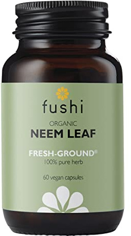 Fushi Organic Neem Leaf (Azadirachta indica) Capsules, 60 Caps | Fresh-Ground & Wholefood | Detoxifying properties | Ethical & Vegan | Made in the UK