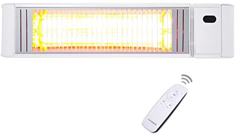 VASNER Teras X20 – Infrarot Heizstrahler 2000 Watt, 6 Heizstufen, abgerundetes Design, elektrischer Infrarotstrahler für Balkon & Terrasse, Outdoor IP65 Schutz & Fernbedienung (Weiß)