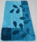 MB Warenhandel24 Badematte Badvorleger Badteppich Designer Grafik oder Farbverlauf Uni einfarbig 4 Größen 2 Varianten (Teppich Leaves Blau, Rund D: ca. 80 cm)