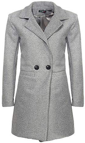 malito Damen Kurzmantel - edle Jacke mit Knöpfen - schicke Übergangjacke - Jacke mit Taschen 19691 (hellgrau, L)