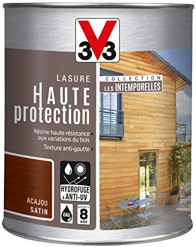 V33 Lasure haute protection 8 ans, Les intemporelles, Acajou, 1 L