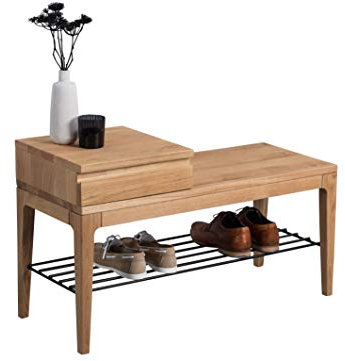M2 Kollektion Ellmau Garderobenbank/Badezimmerbank, Holz, braun, Länge 87cm, Breite 35cm, Höhe 51cm