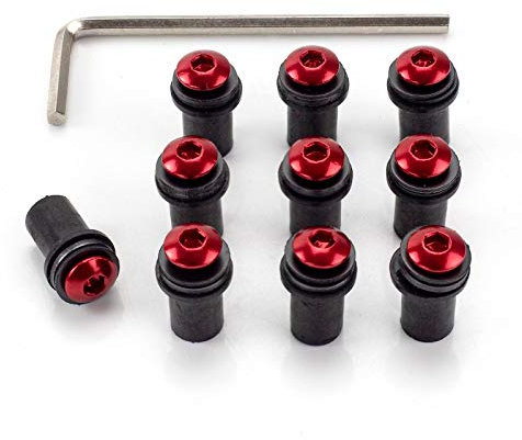 10 St. Alu Windschild Schrauben M4 mit Gummi rot