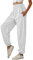 Nuofengkudu Damen Sporthose Laufhosen Jogginghose Gummibund Sweathose mit Taschen Trainingshose Stoffhose High Waist Hosen Bequeme Lockere Lässige Freizeithose Loungewear Outdoor(Dünn-Weiß,S)