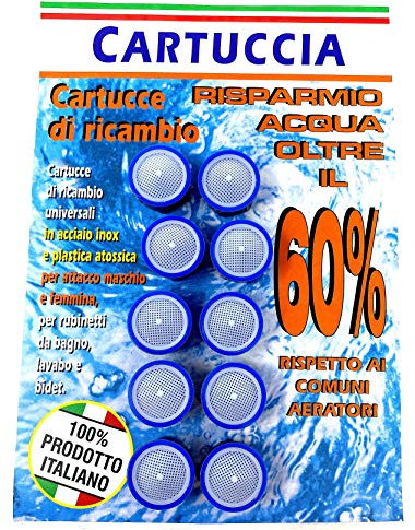 Set da 10 Cartucce di ricambio per attacco Maschio e Femmina per rubinetto, Made in Italy