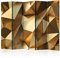 murando Raumteiler Foto Paravent 3D Effekt 225x172 cm beidseitig auf Vlies-Leinwand Bedruckt Trennwand Spanische Wand Sichtschutz Raumtrenner Design geometrisch Gold a-B-0016-z-c
