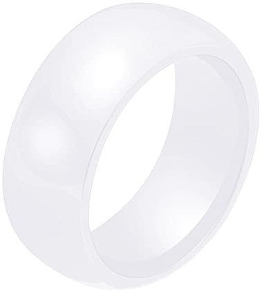 Joielavie 8MM Weißer Keramik Ring für Männer und Frauen Glatte Keramik Paare Valentinstag Verlobung Hochzeitsring Schmuck Größe 64（20,4）