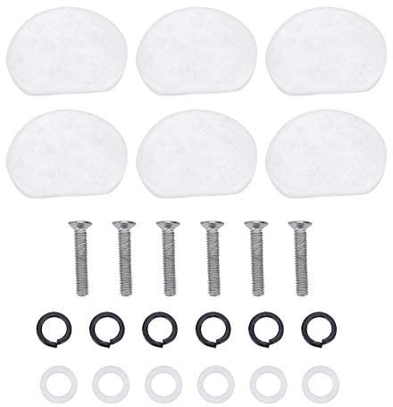 6 PCS Tuner Buttons Guitar Machine Head Semicircle Tuning Peg Knobs Replacement with Ferrule and Screw(Oval white pearl)