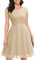 UOTORI Damen Cocktailkleid Kurz Abendkleid Elegant Konfirmationskleider Chiffon Spitzenkleid Brautkleid Champagner L