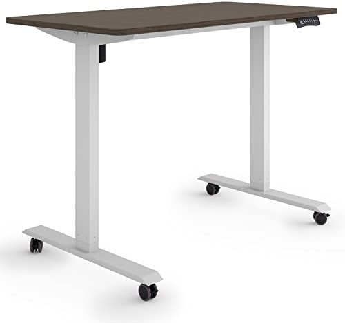 ESMART Germany ETX-121GE 120x60cm Ebenholz Dekor Ergonomischer Steh-Sitz-Schreibtisch auf Rollen Stufenlos elektrisch höhenverstellbar 78,5-128,5cm 3X Memory Aktivitätserinnerung Soft-Start/Stopp