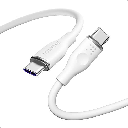 VOLTME Câble USB C vers USB C 100W, Câble USB C 5A 1,0m Blanc Charge Rapide à Puce E-Mark et Cordon de Charge pour USB-C Appareil Samsung, MateBook X Pro, MacBook Pro, ChromeBook Pixel, iPad