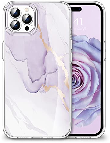 Togestar für iPhone 14 Pro Hülle Marmor, [Verblasst Nicht] Ultra Dünn Aesthetic Glitzer Handyhülle, Flexibel Silikon TPU Schutzhülle Marble Case, Lila