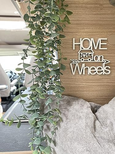 Deko-Holzschriftzug »Home On Wheels« - 3D Wanddekoration für Wohnmobile, Camper Vans und Wohnwagen - Schönes Geschenk fürs Camping (Weiß)