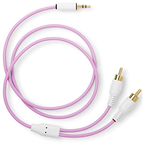MyVolts Candycord - Cable de audio recto mini jack a LR RCA, 80 cm, color morado Jellybean, perfecto para Roland SP-404