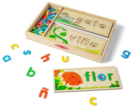 Melissa & Doug Spanisch Sehen & Buchstabieren Lernspielzeug für das Sprachenlernen - FSC zertifizierte