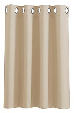 PONY DANCE Gardinen für Kleine Fenster - Vorhang Blickdicht Kurz Vorhänge Kinderzimmer Verdunklungsvorhänge mit Ösen Thermovorhang 1 Stück H 90 cm x B 132 cm, Biscotti Beige