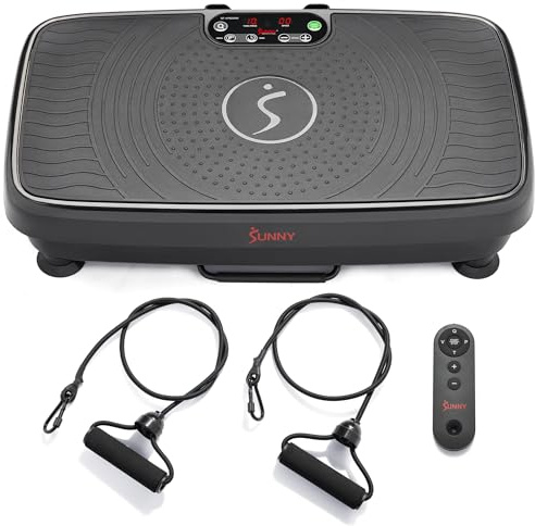 Sunny Health & Fitness Fitboard 2D Vibration Platform – Full-Body Vibration Plate with Preset Programs & Resistance Bands