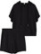 REORIA Damen Trainingsanzüge Kurzarm-Hoodie und fließende Shorts Jogginganzug Zweiteiler Overall Sommer Outfits Schwarz S