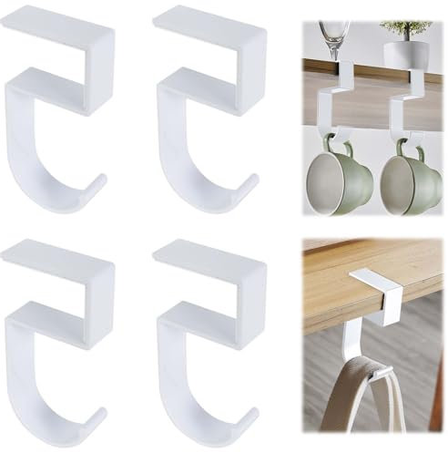 DecorDwell 4 Pièces Crochet de Sac à Main,Porte-Sac pour Table ou Bureau Suspension Sac à Main,Accroche Sac a Main pour Table, Restaurant, Bureau (Blanc)