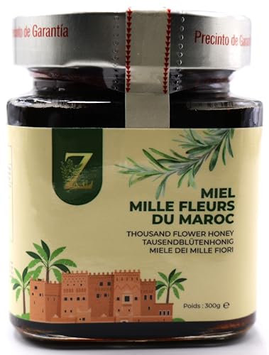 Miel Mille Fleurs du Maroc 300g - un miel Rare et unique - 100% Naturel, Récolté dans la Région de Souss Massa Draa