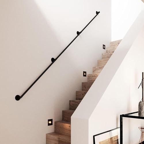 Corrimano per scale 360 cm, ringhiera per scale interne corrimano zincato industriale antiscivolo nero flangia dispositivo
