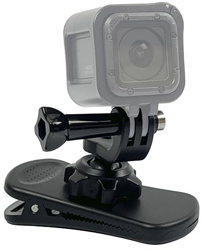 MyGadget Rucksack Halterung - [360 Grad drehbar] - mit extra starken Clip für Actioncams wie z.B. GoPro Hero | Session | Max/DJI Osmo in Schwarz