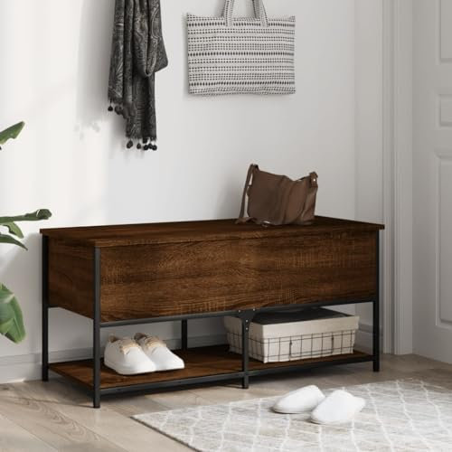 Gecheer Panca Portaoggetti,Panche Contenitore,Cassapanca Contenitore,Cassapanca Legno,Panca con portaoggetti,Organizzatore Portagiochi,per Cuscini,Libri,Rovere Marrone 100x42,5x47 Legno Multistrato