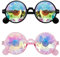 ERFGT 2 Stück Kaleidoskop Sonnenbrille, Rave Brille Prisma, Brille Mit Steampunk Kaleidoskop, Regenbogen Festivals Rave Brille, für LED-Lichtshows, Musikfestivals, Osterpartys, Rave-Partys