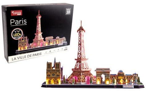 EXPLORA - Monumente von Paris - Leuchtende 3D-Puzzles - 540052-115 Teile - Historisches Denkmal - Level 5 - Ohne Kleber oder Schere - Paris - Bauspiel - Geschenk - Modell - Ab 8 Jahren