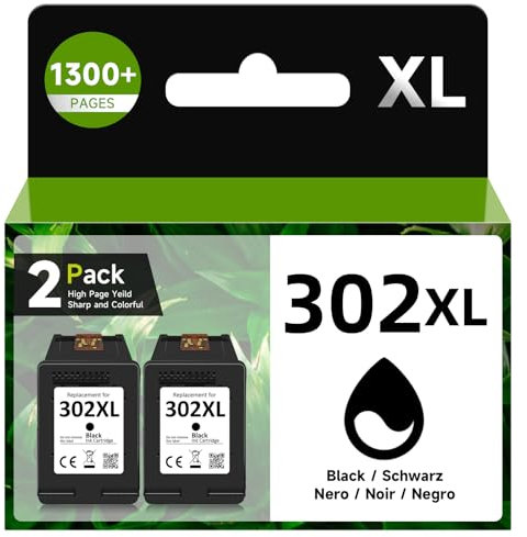 CARTRIGO 302XL Druckerpatronen Schwarz, 302 Patrone Kompatibel fur HP 302 Druekerpatronen Sehwarz, 302XL Schwarz fur OfficeJet 3831 5230 3833 3830 Desklet 3630 3636 3639 Envy 4524 4527 4525(2er-Pack)