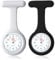 Qkhcable Fob Watch, Nurses Silicone Fob Watch Brooch, Infection Control Design, Pocket Clock with Pin for Health Care Nurses Doctors Paramedic Staff Brooch Digital (White+Black)