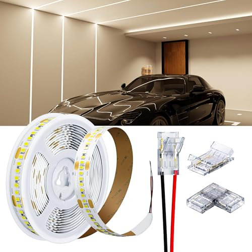 KOSOOM LED Strip Warmweiss 5 m 100 W Pro LED Streifen DC24 V Selbstklebend, Abstrahlwinkel 120° Band mit 1190 Stück 2835 LEDs 11140 lm 4000 K Warmweiß Leiste, DIY Lichtband für Innen Heim Küche Deko