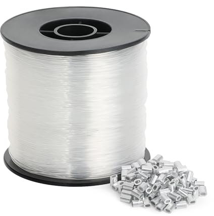 Filo di nylon trasparente, resistente agli strappi, 0,8 mm x 200 m, filo di nylon da appendere con 120 pezzi in alluminio, filo trasparente, filo di nylon per braccialetti da pesca, artigianato,