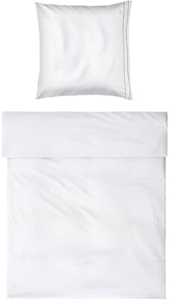 Möve Noblesse Bettwäsche-Set 155x220 cm + 80x80 cm aus 100% Baumwolle, White/Grey