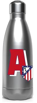 CYPBRANDS Atlético de Madrid - Botella Agua de Acero Inoxidable, Cierre Hermético, con Diseño Letra A en Rojo, 550 ml, Color Metalizado, Producto Oficial