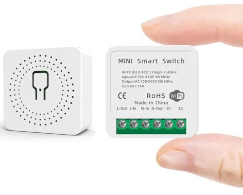 Interruptor Programable WiFi Inteligente 2.4GHz Compatible con Tuya, Google Home, Alexa, SmartLife, SmartThings. Temporizador. Maximo 16A, 3500W. Color Blanco.