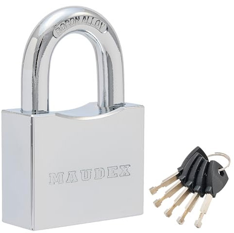 Maudex® RPB50 Lucchetto Per Impieghi Gravosi Con 5 Chiavi - Archetto Temprato Antitaglio Da 10 Mm - Resistente Alle Intemperie | Lucchetto Con Chiave Piccola Per Armadietti